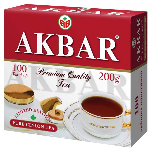 Чай черный AKBAR Limited Edition цейлонский в пакетиках, 100х2 г азерчай чай черный с ароматом манго пакетированный с конвертами 1 8 г 25