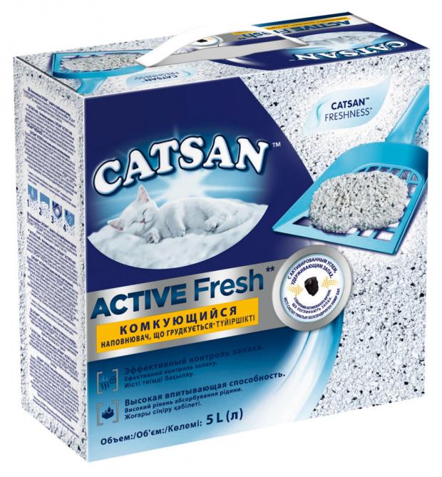 

Наполнитель для кошачьего туалета Catsan Active Fresh комкующийся, 5 л