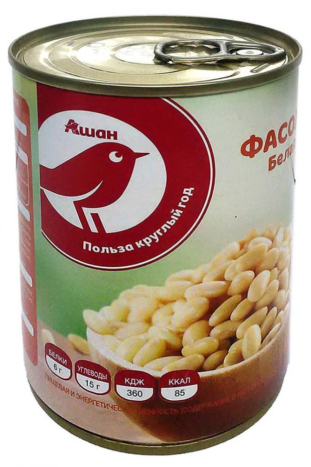 Фасоль белая АШАН Красная птица натуральная, 400 г